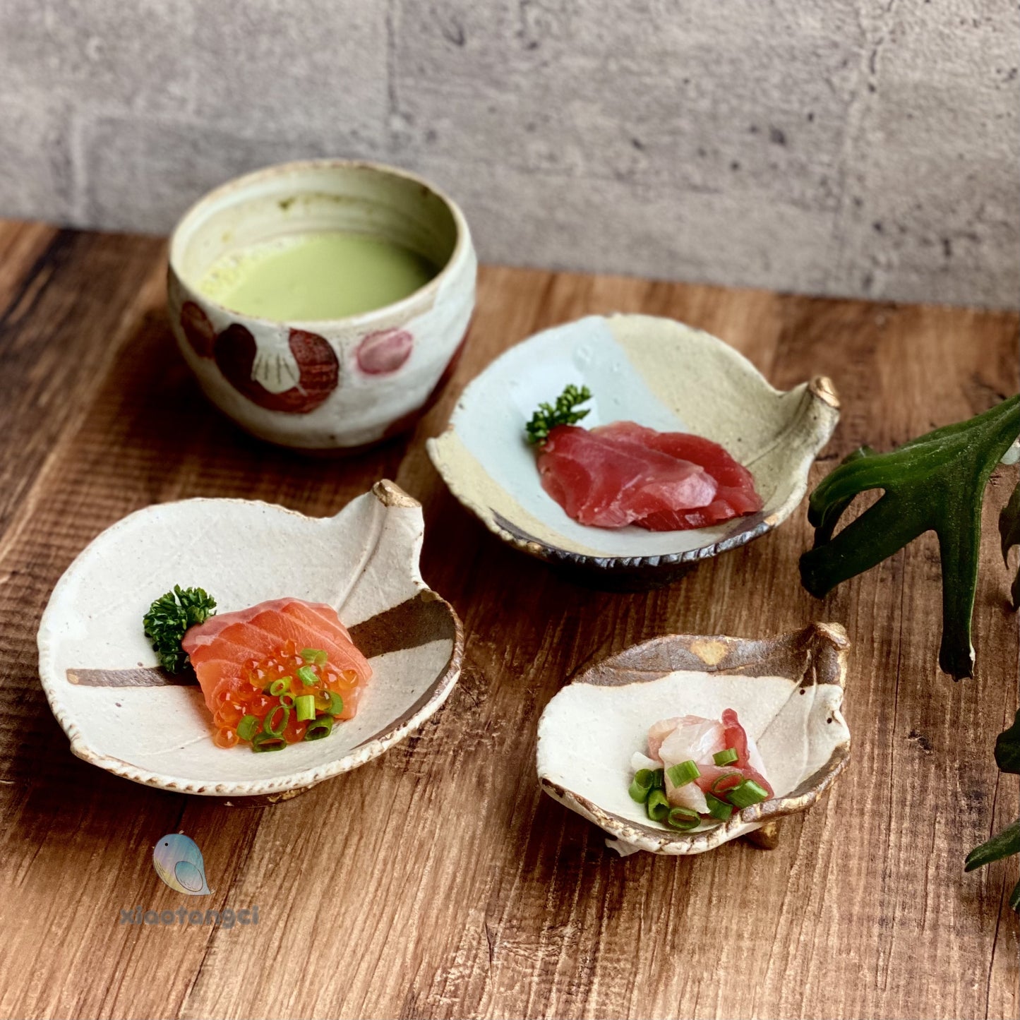 職人手作 點金葉紋小高臺/小盤