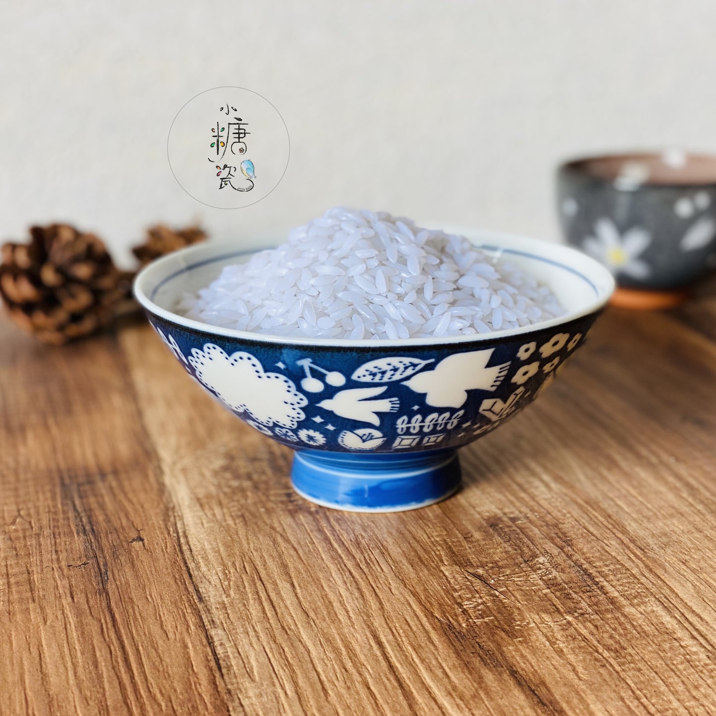 小糖瓷|日本製 北歐鄉村圖騰青鳥不沾飯毛料碗/飯碗/迷你丼飯碗