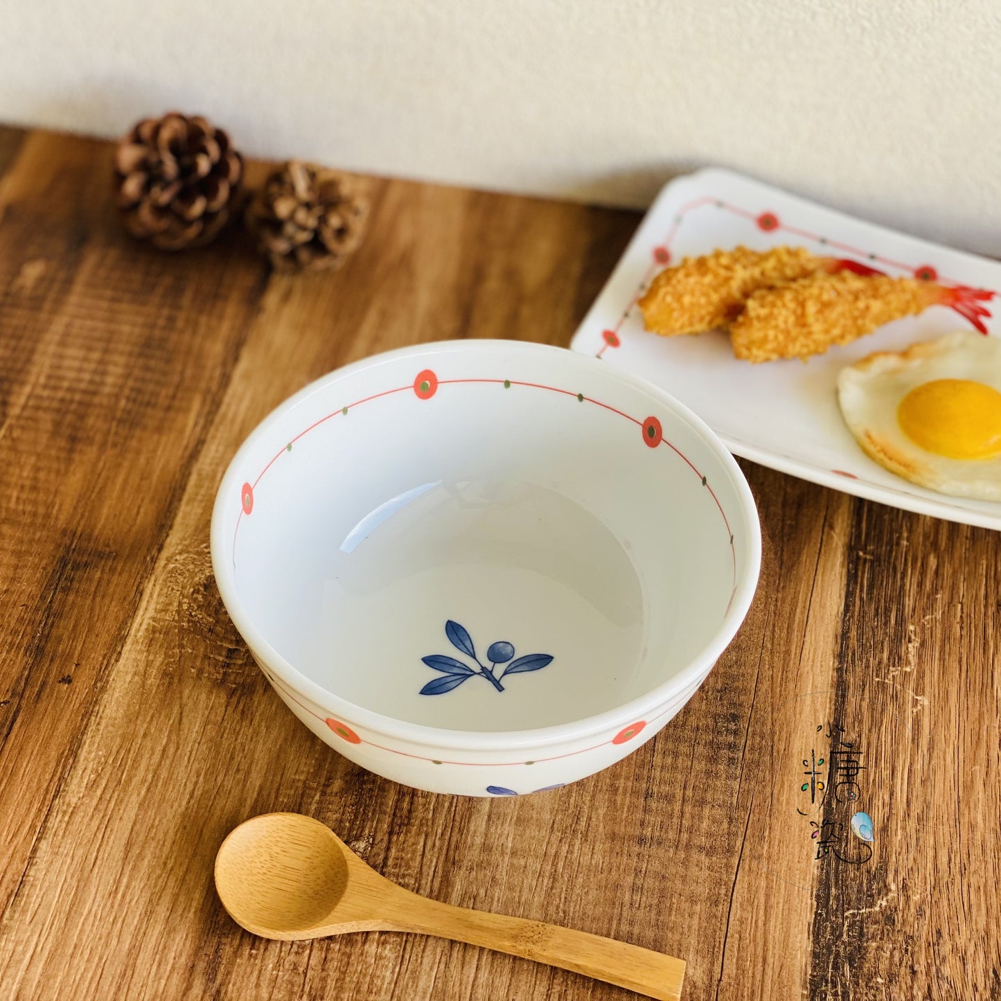 小糖瓷|日本製 赤繪環葉系列之輕量大和尚/丼飯碗/麵碗
