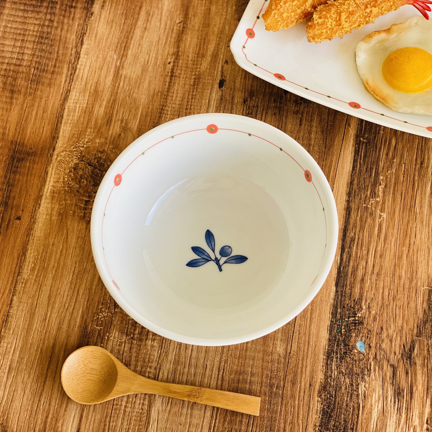小糖瓷|日本製 赤繪環葉系列之輕量大和尚/丼飯碗/麵碗