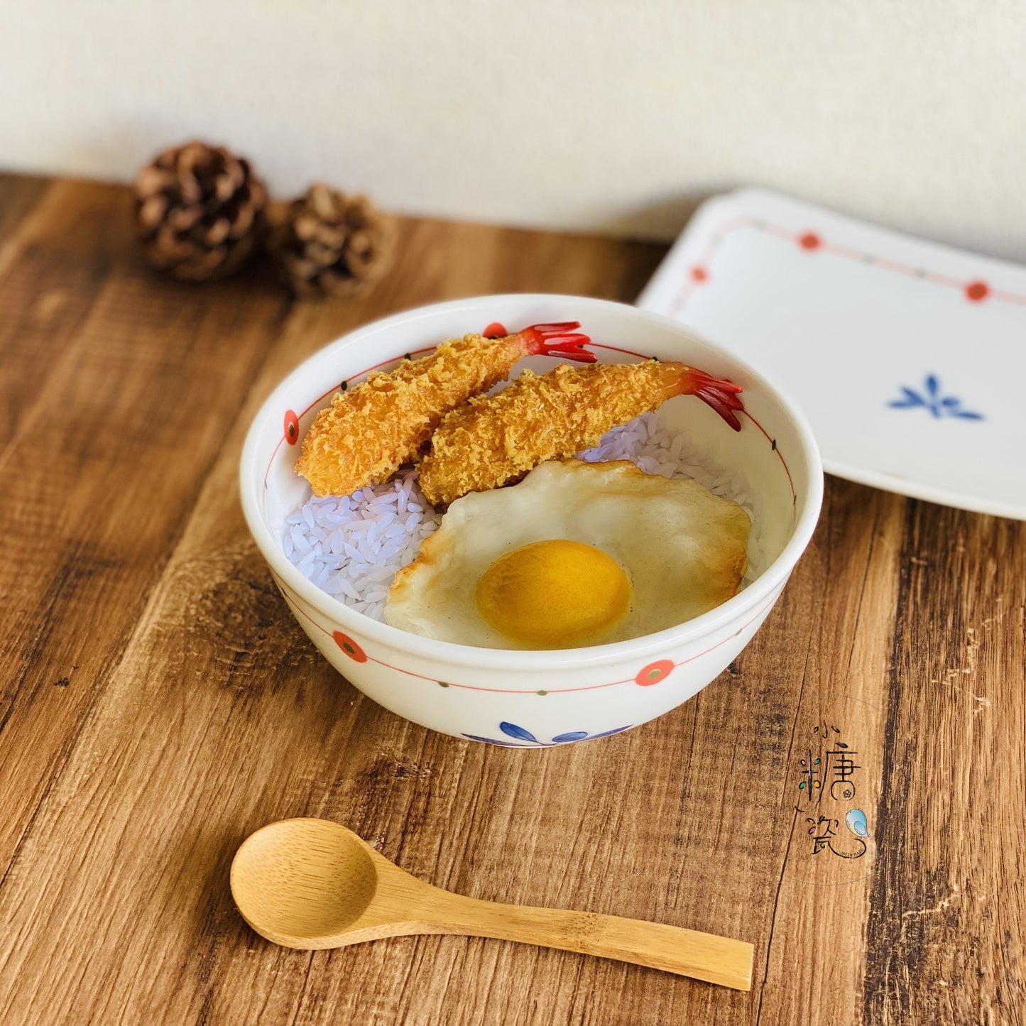 小糖瓷|日本製 赤繪環葉系列之輕量大和尚/丼飯碗/麵碗