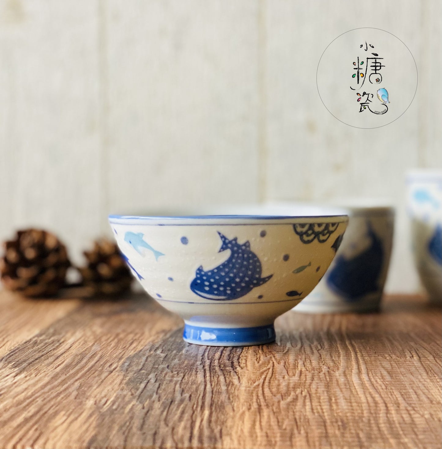 小糖瓷⎜日本製 魚兒游游鯨鯊游游飯碗