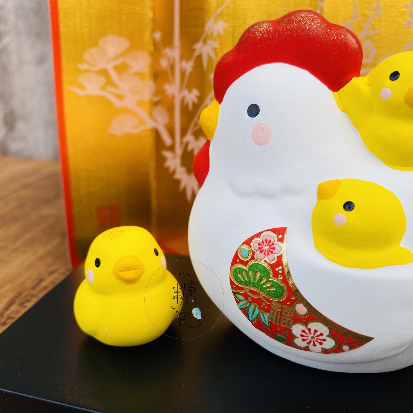 錦彩招福母雞小雞子滿圓