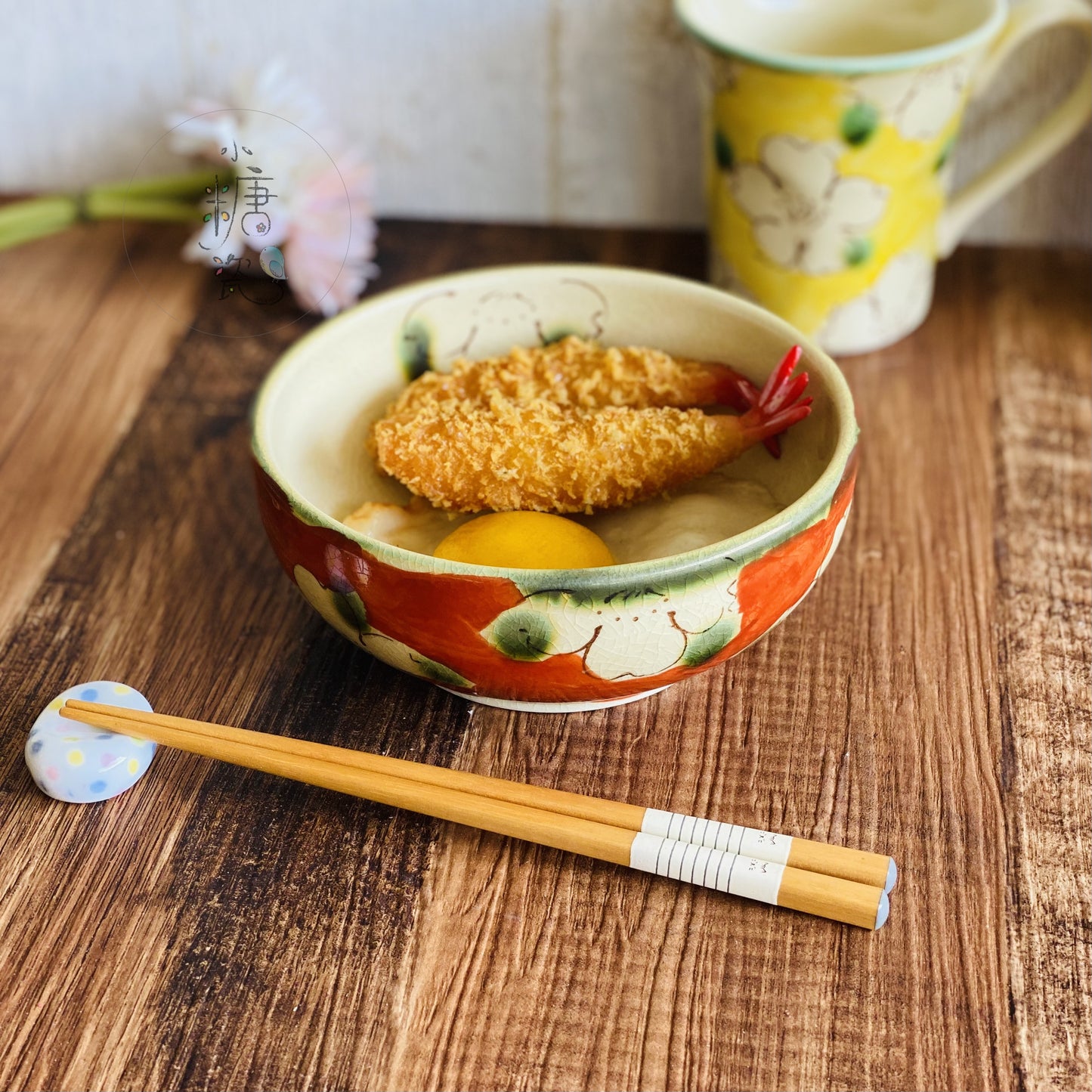 小糖瓷|日本製 🈴️ 赤/黃濃山茶花小鉢/湯鉢 (2色)