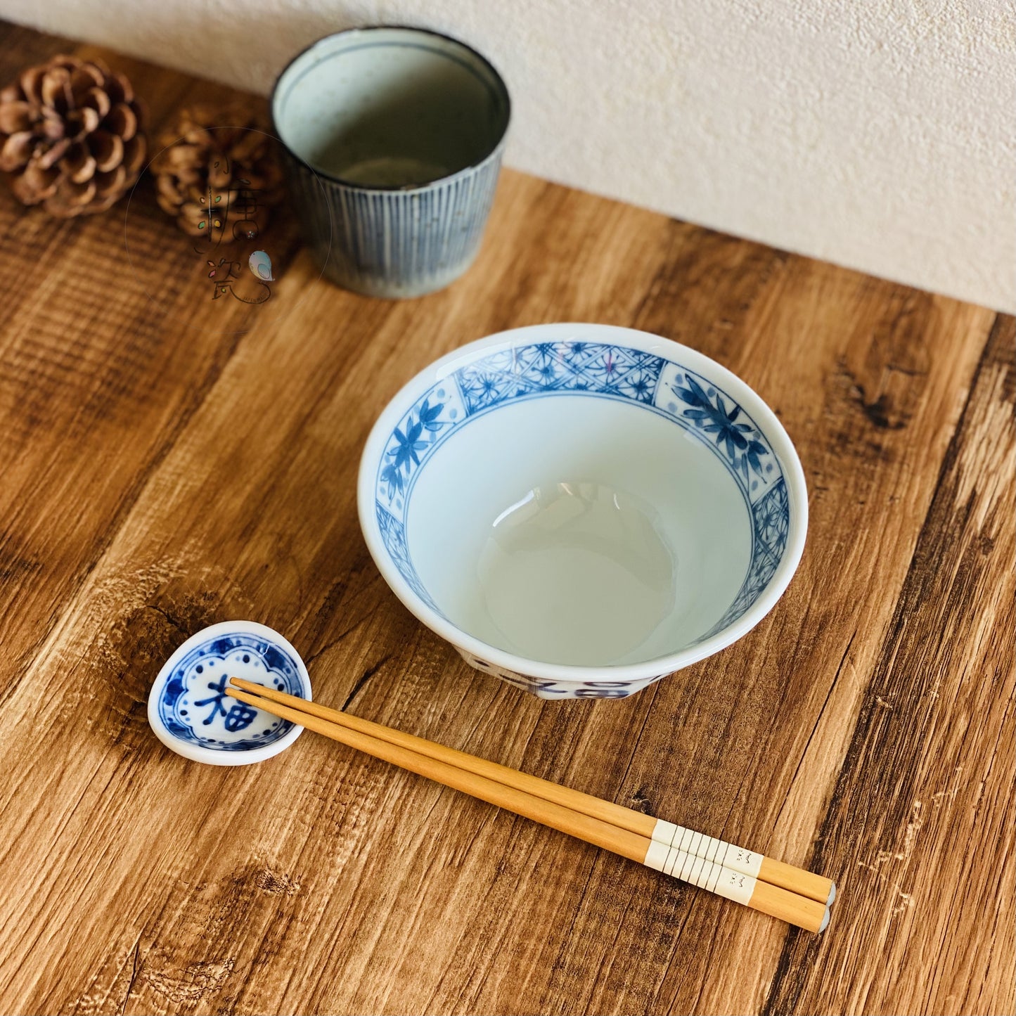 小糖瓷|日本製 藍凜堂手寫福字圓滿輕量大平碗/飯碗