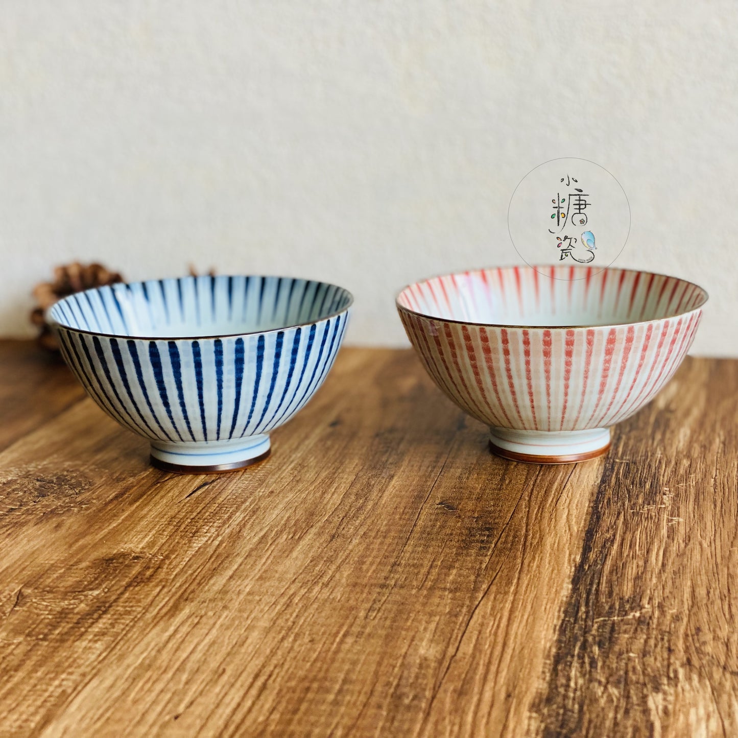 小糖瓷|日本製 海波十草日式飯碗/茶碗(兩色)