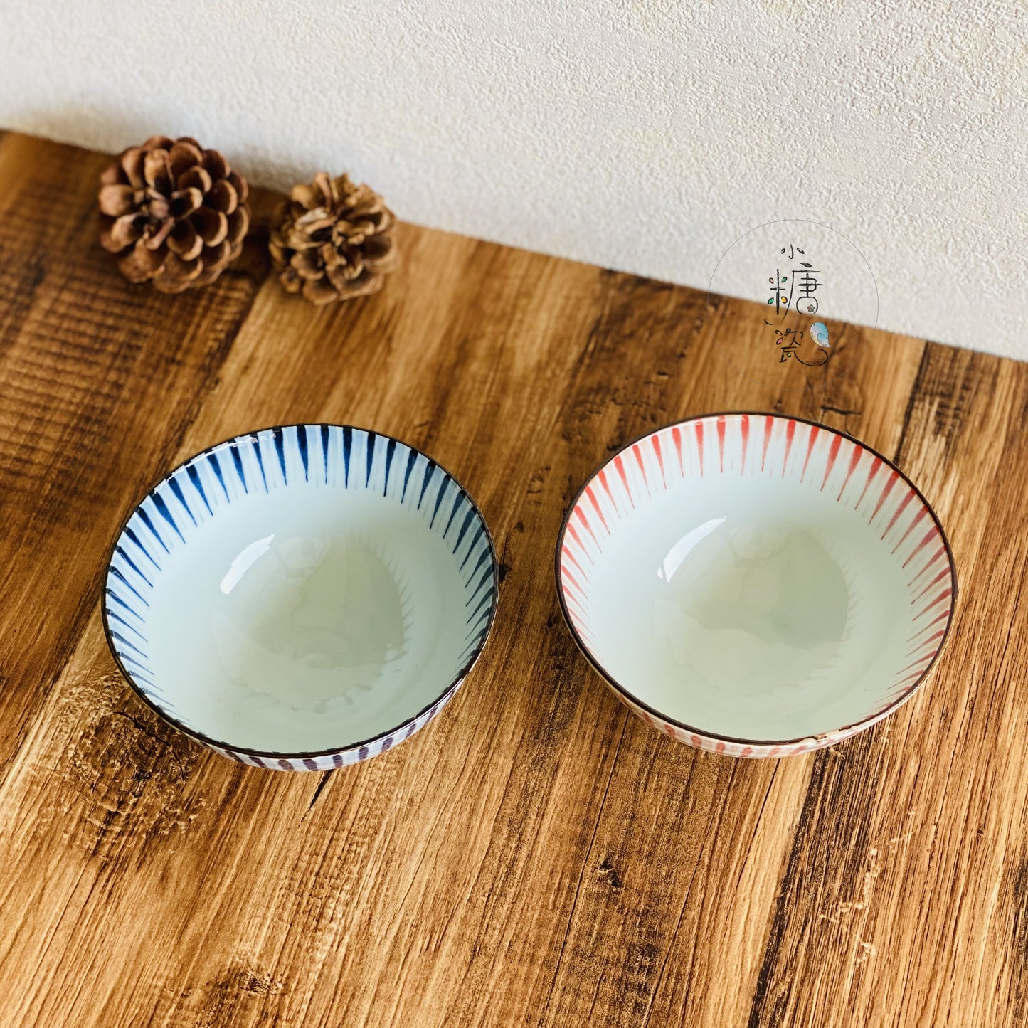 小糖瓷|日本製 海波十草日式飯碗/茶碗(兩色)