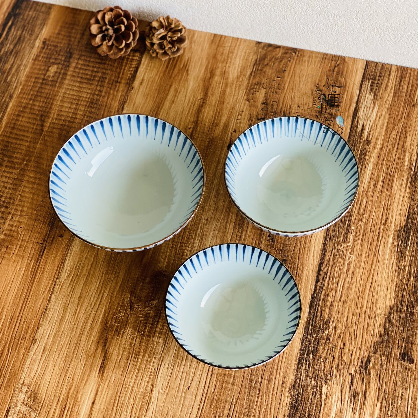 小糖瓷|日本製 海波十草毛料碗/大平碗/飯碗(三個尺寸)