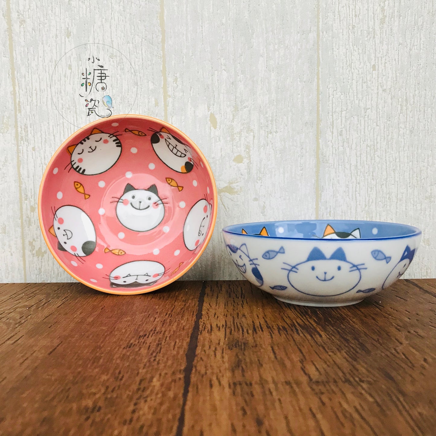 小糖瓷⎜日本製 兒童(子供)微笑貓貓系列輕量早餐碗(兩色)