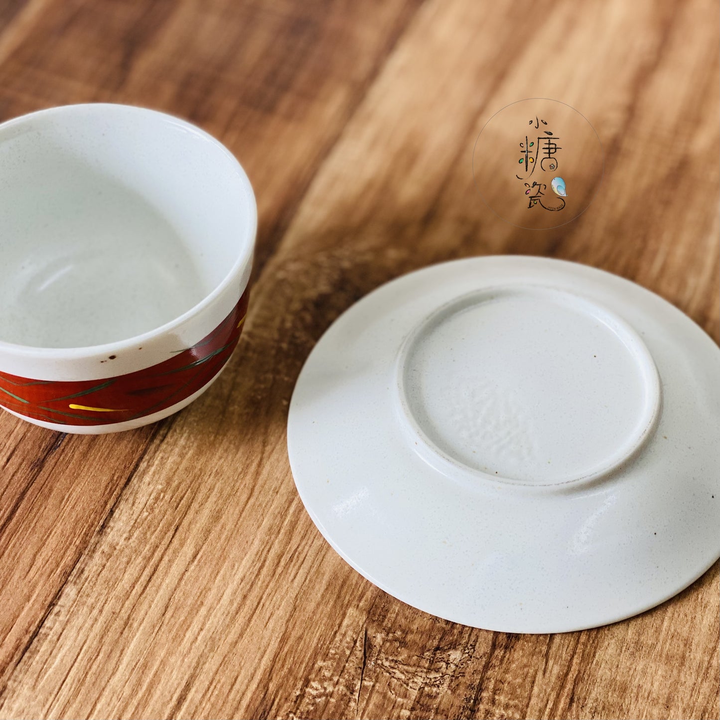 小糖瓷|日本製 赤繪刷彩茶杯杯碟組