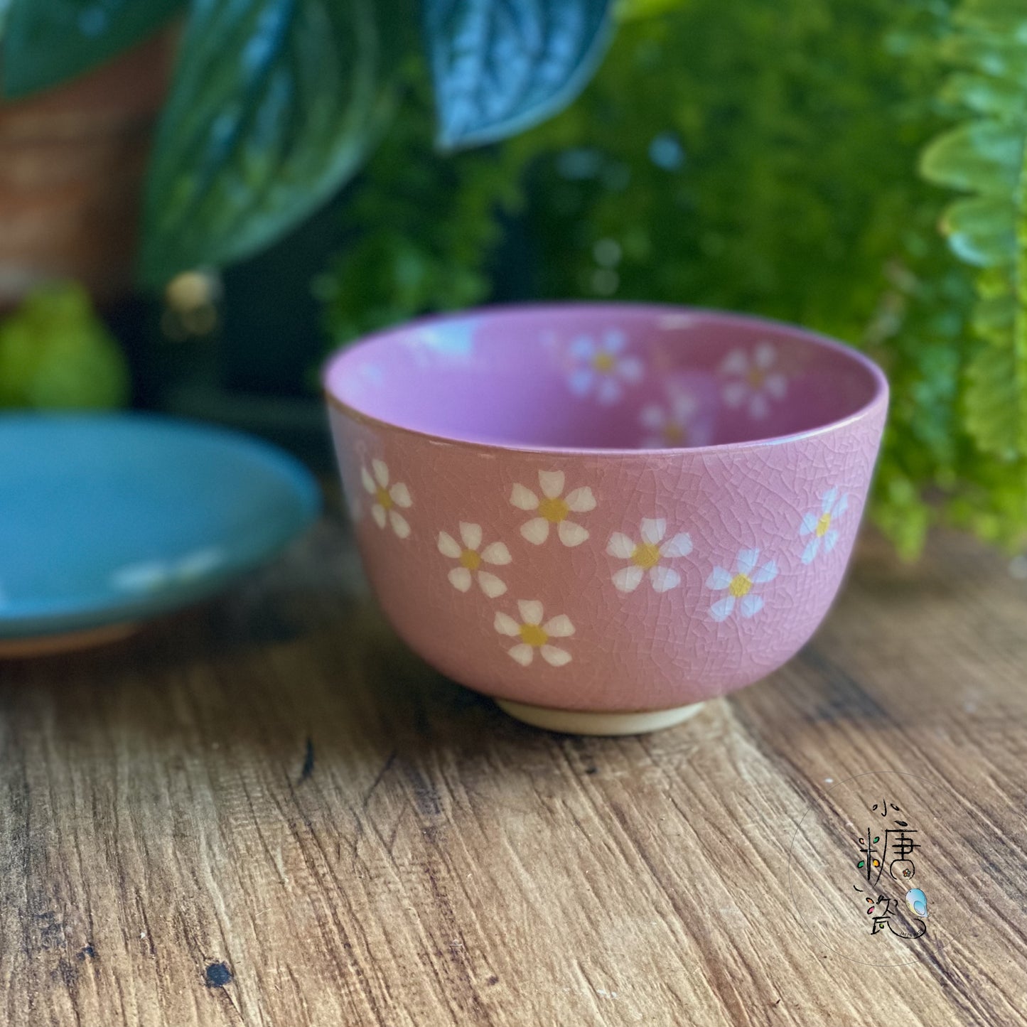 小糖瓷|日本製 陶作冰裂釉櫻花紛飛抹茶碗/茶碗/飯碗