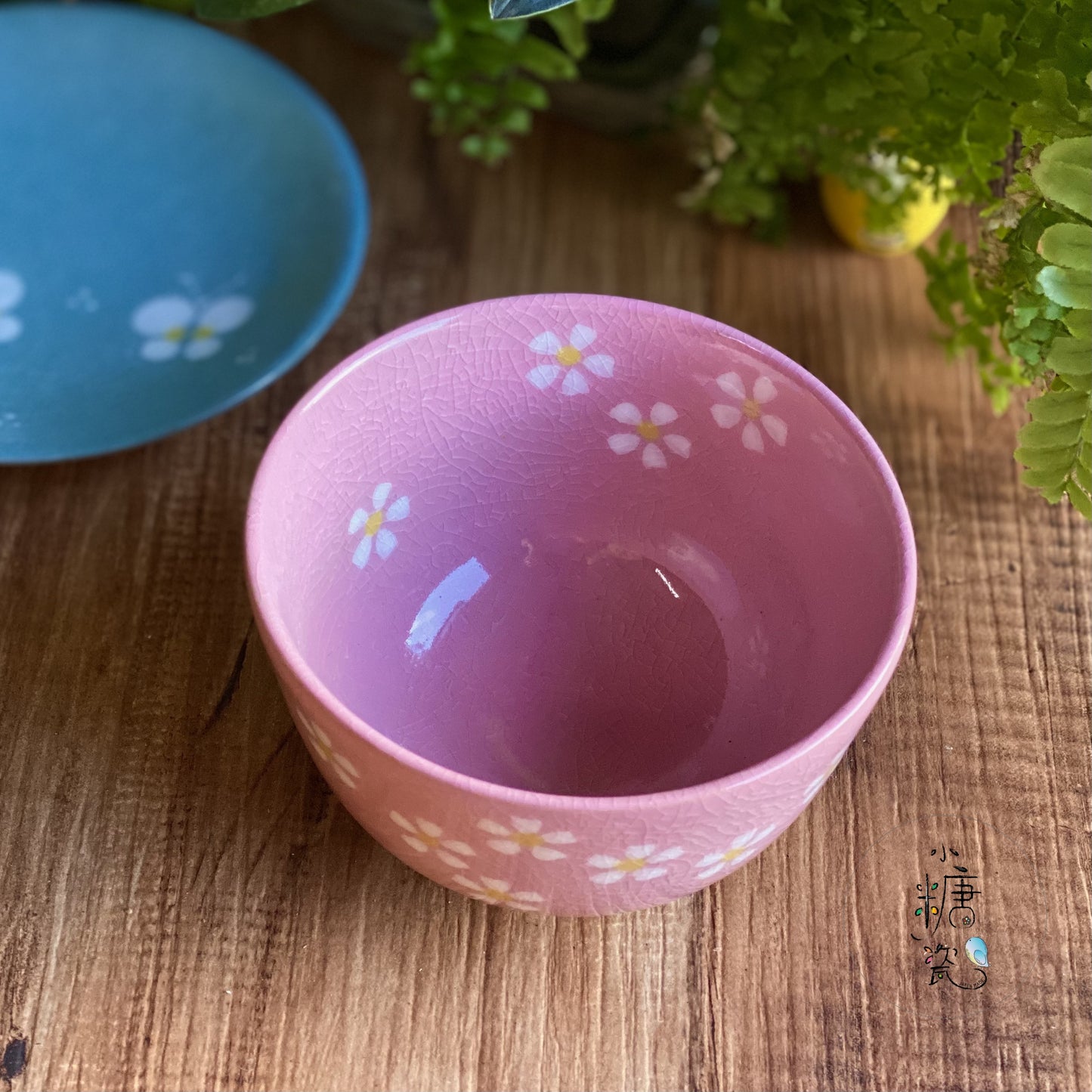 小糖瓷|日本製 陶作冰裂釉櫻花紛飛抹茶碗/茶碗/飯碗