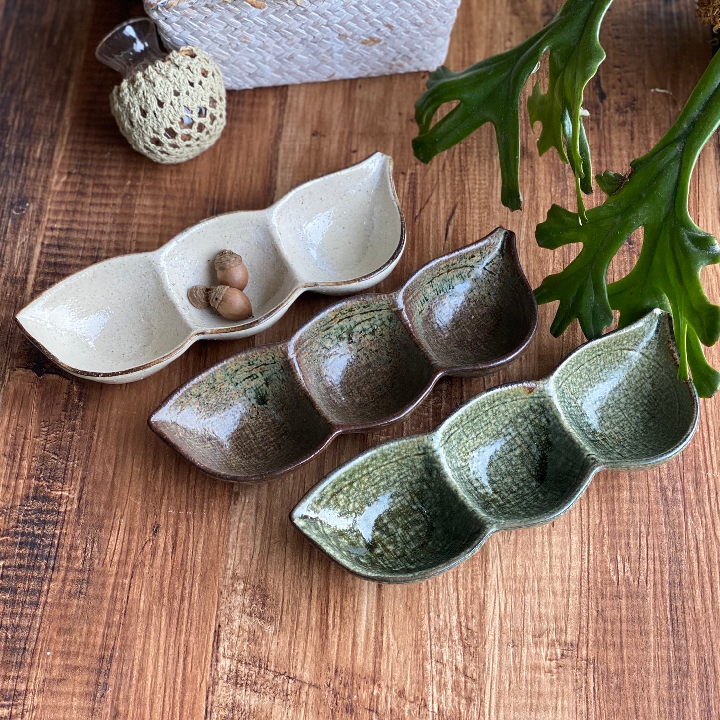 豆豆莢三格味碟/小菜碟/醬料碟