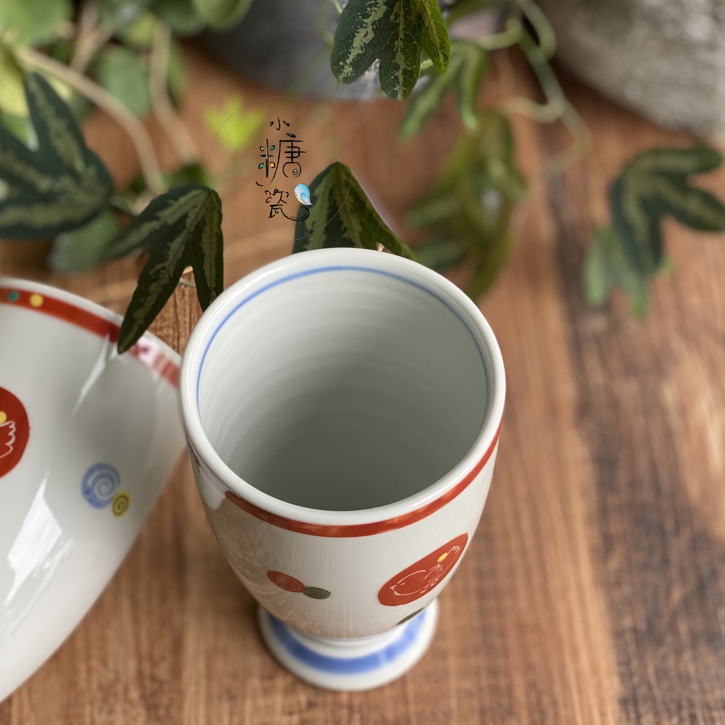 小糖瓷｜日本製 🈴️ 赤繪福鳥高腳茶杯/手握杯/飲料杯