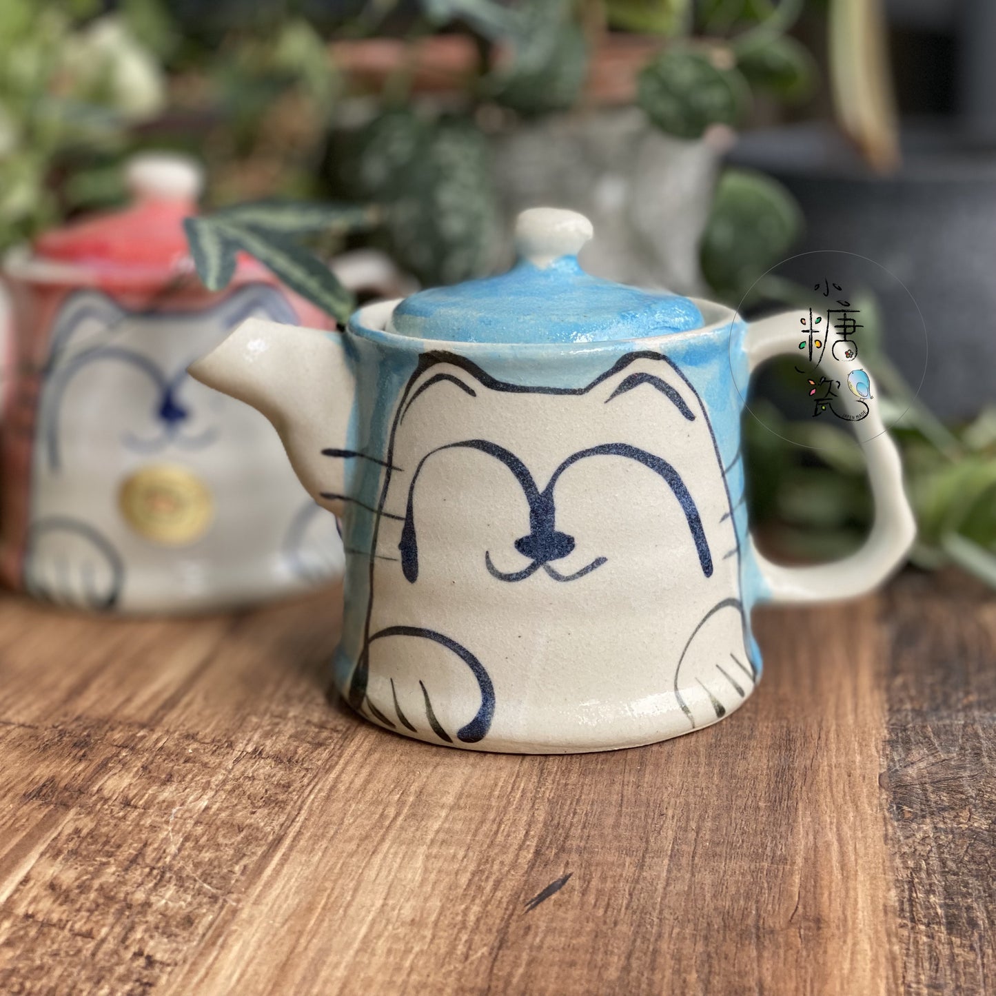 小糖瓷｜日本製 陶作手捏手描喵喵茶壺（附濾網）