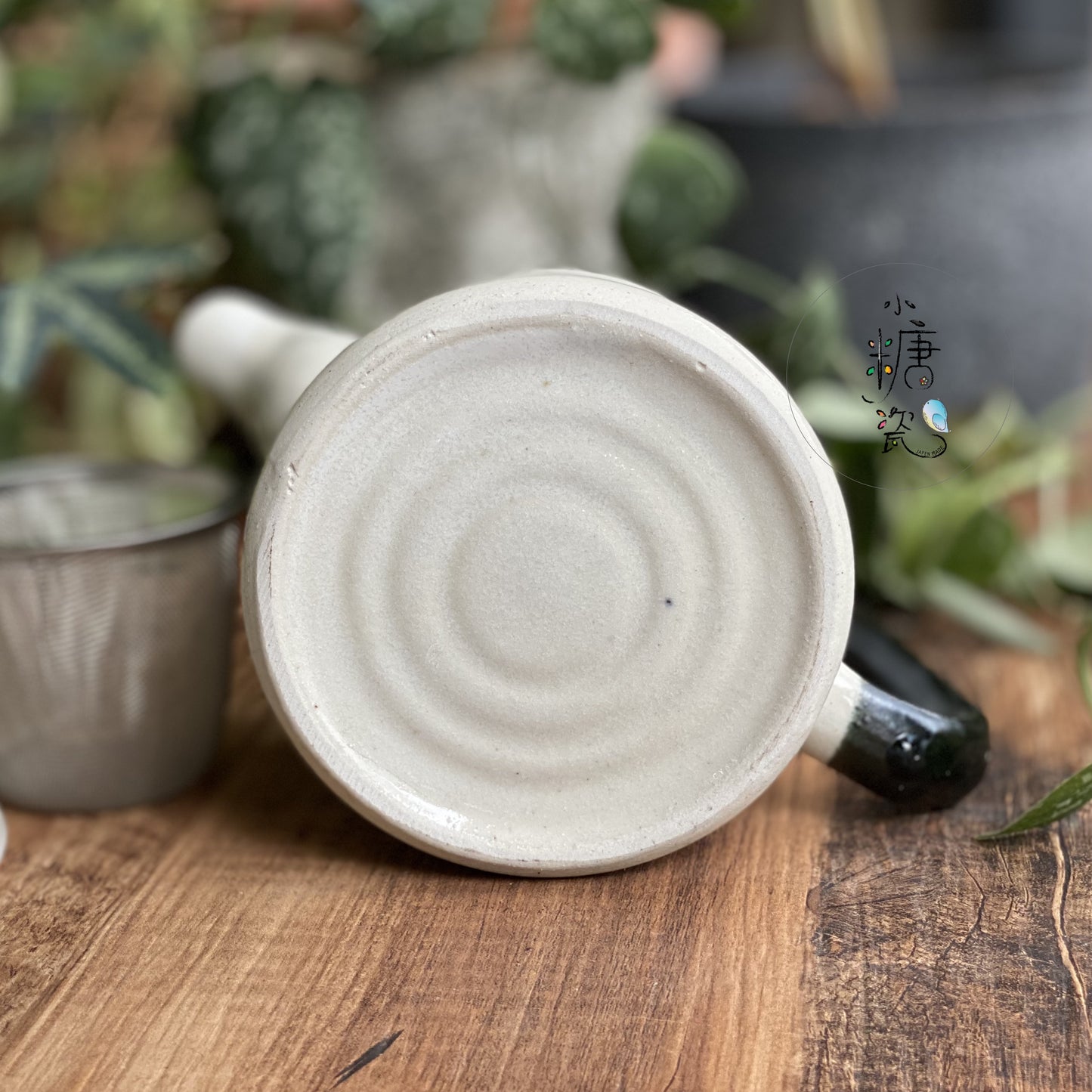小糖瓷｜日本製 陶作手捏手繪綠葉茶壺（附濾網）