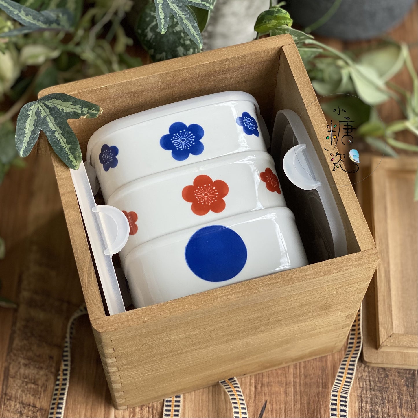 小糖瓷｜日本製 🈴️  [有田燒] 方形[小]保鮮鉢/禮盒包裝（三入組）