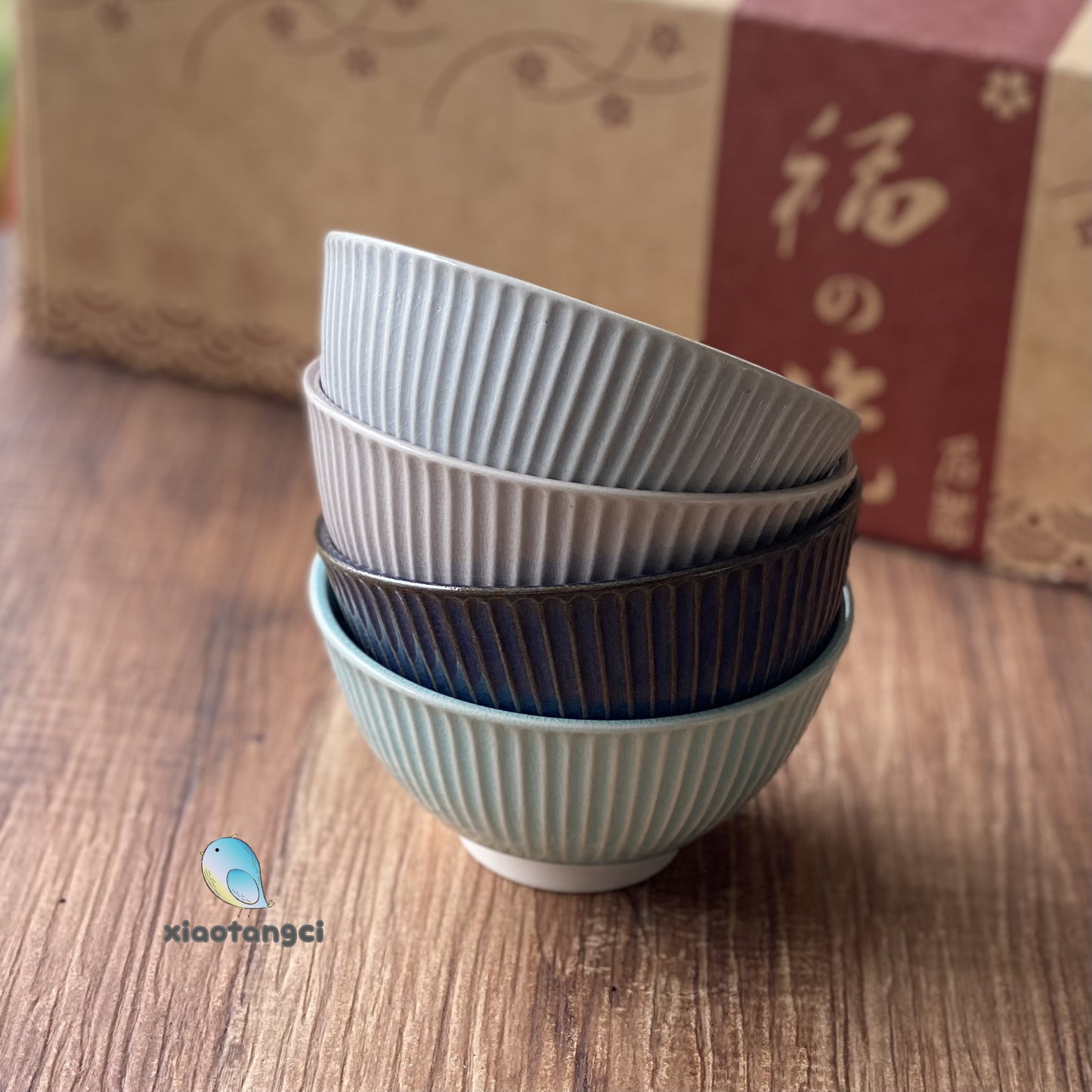 小糖瓷｜日本製 [特價] 菊割十草飯碗禮盒（六入）
