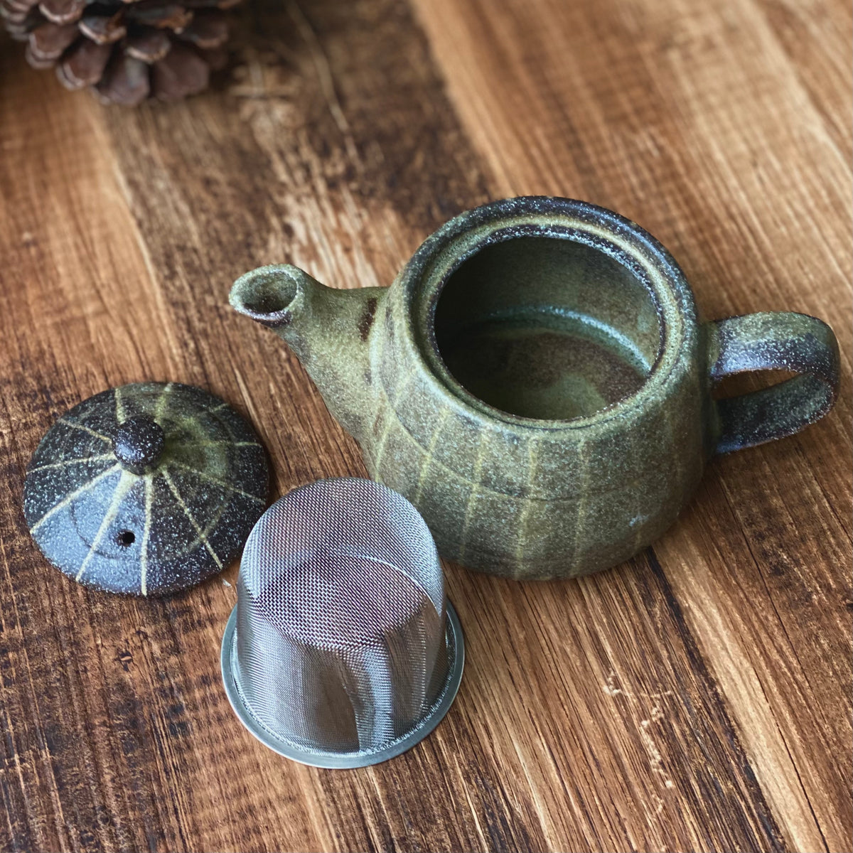 霧面十草斗笠蓋茶壺