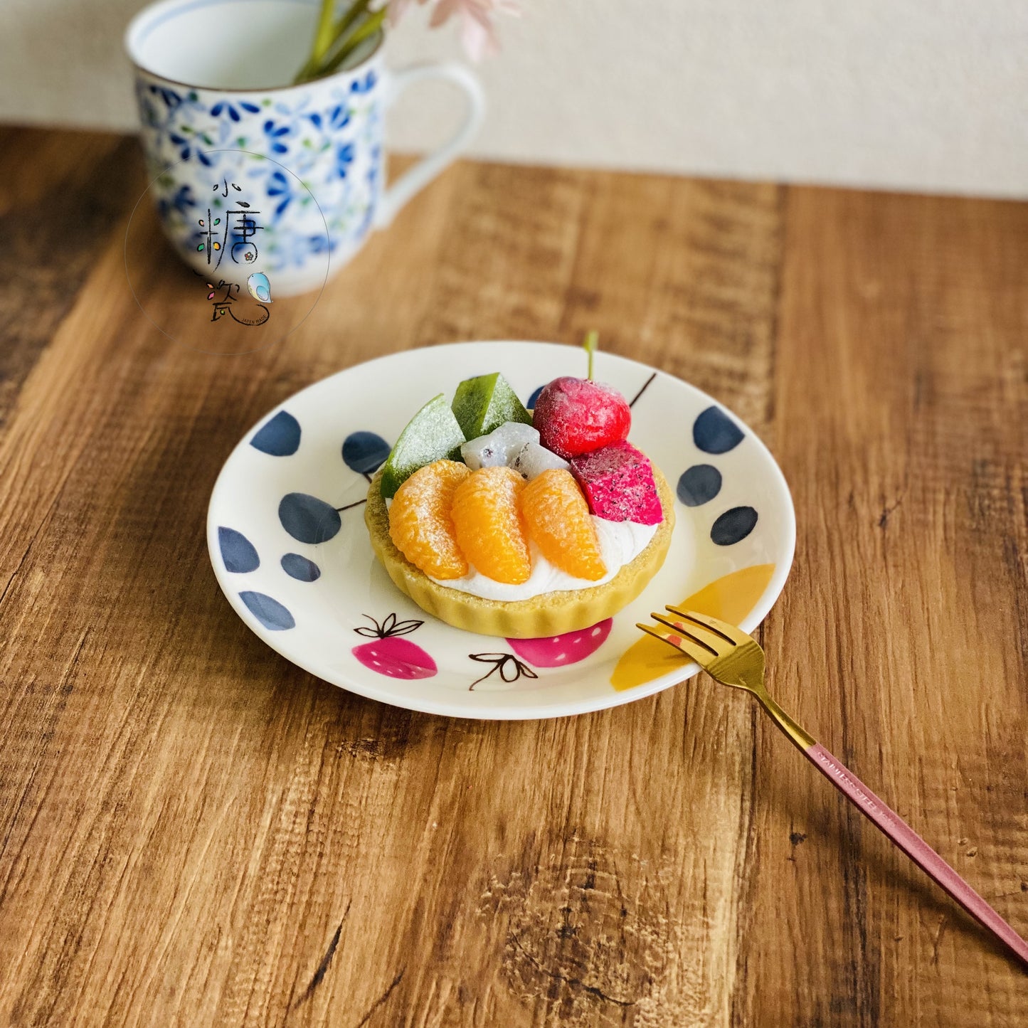 小糖瓷｜日本製 🈴️ 美濃燒 輕量手繪水果點心蛋糕盤/甜點盤/糕點盤