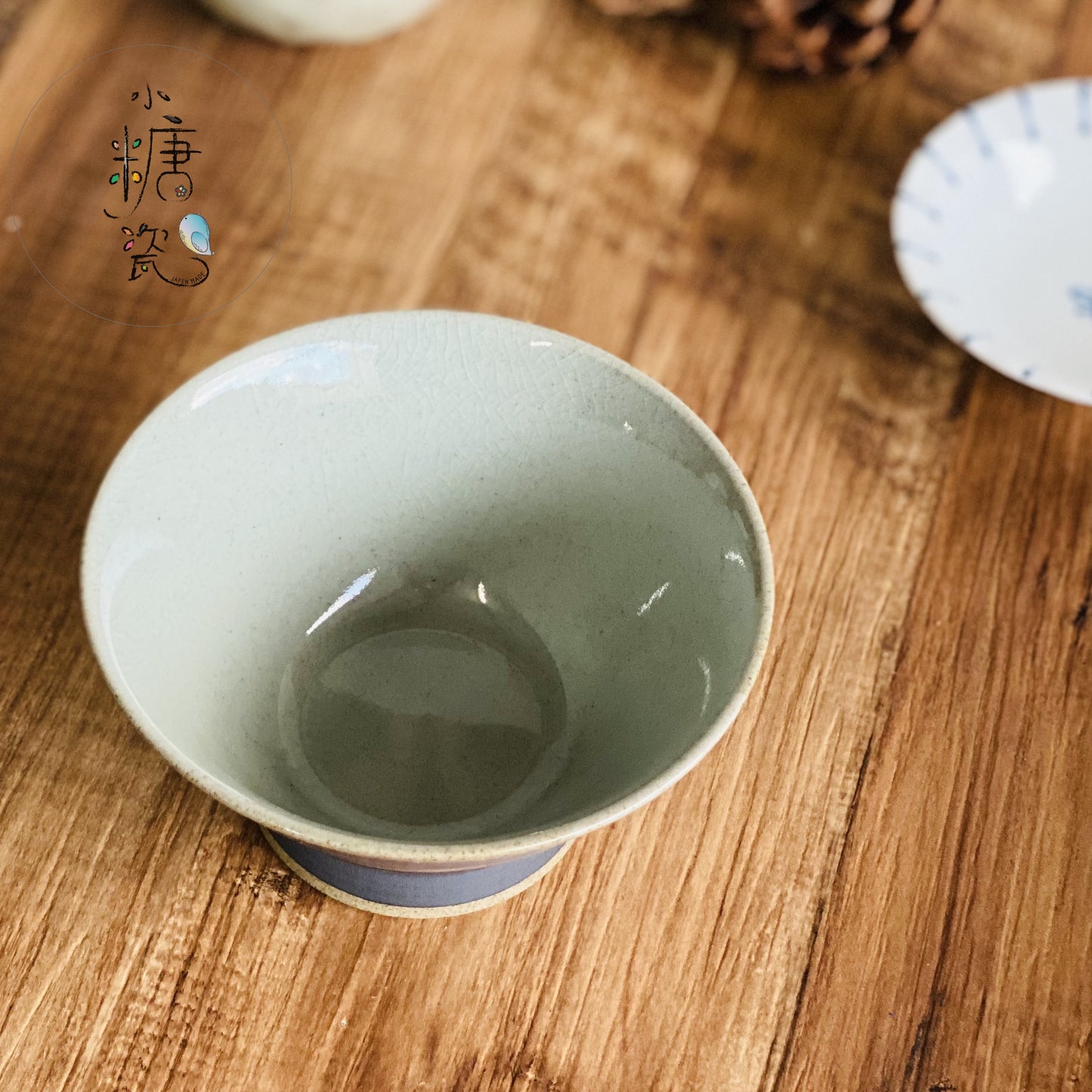 小糖瓷｜日本製  [有田燒] 陶作雙色橘冰裂釉Ｇ型飯碗/富士山形飯碗