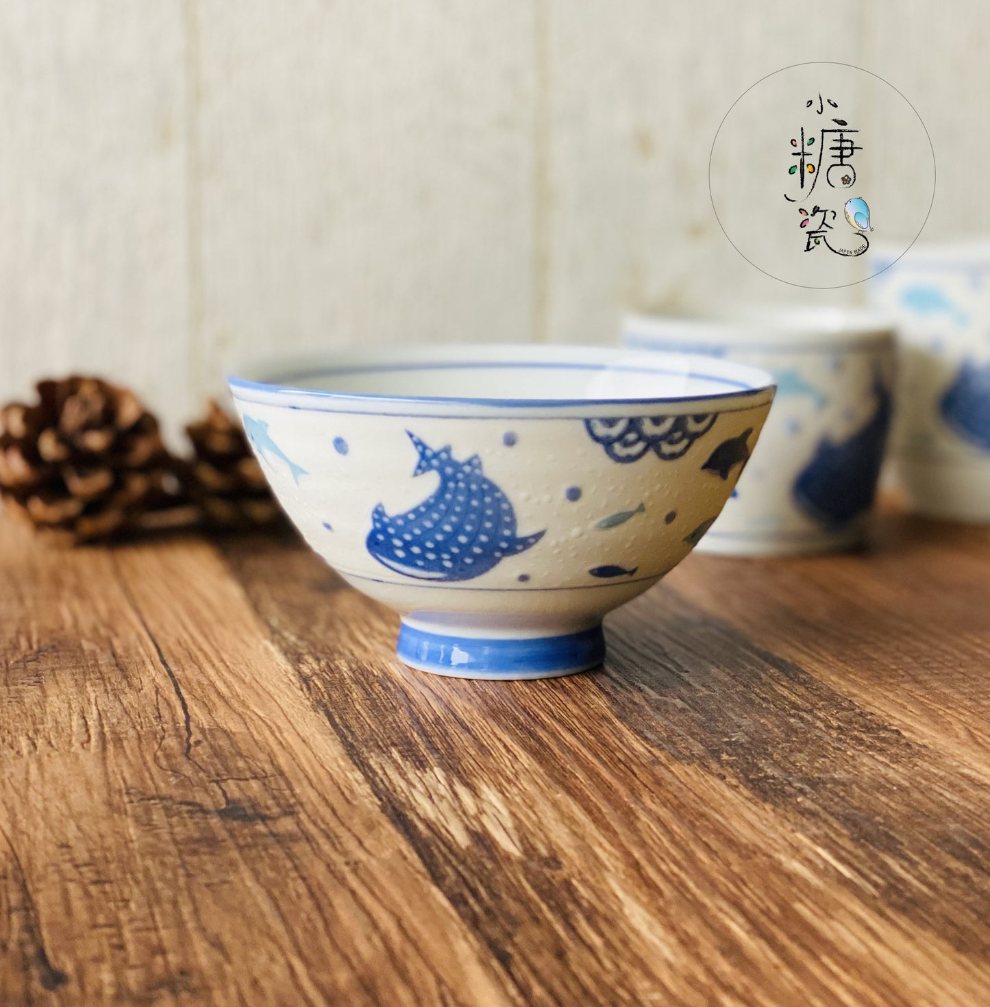 小糖瓷⎜日本製 魚兒游游鯨鯊游游飯碗