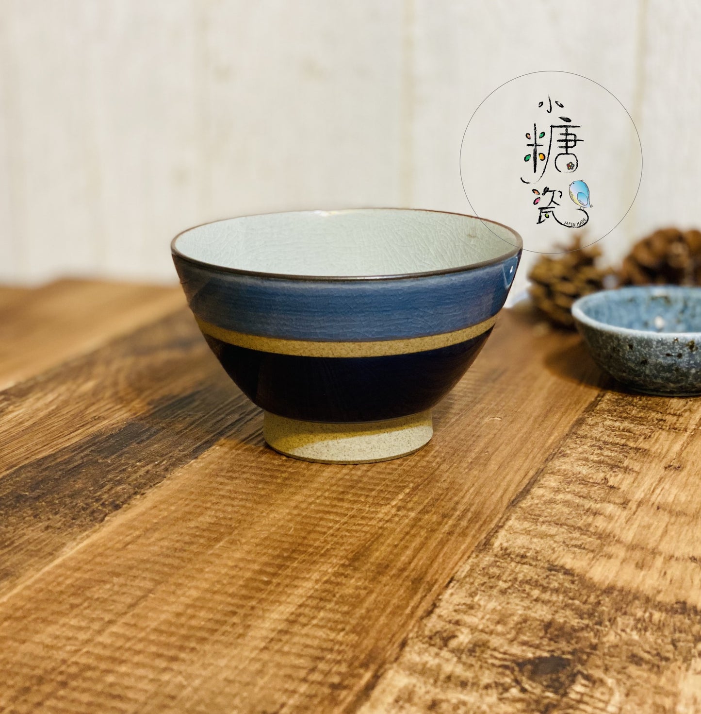 小糖瓷⎜日本製 🈴️ [有田燒] 陶作藍漸層G型冰裂釉飯碗/富士山飯碗