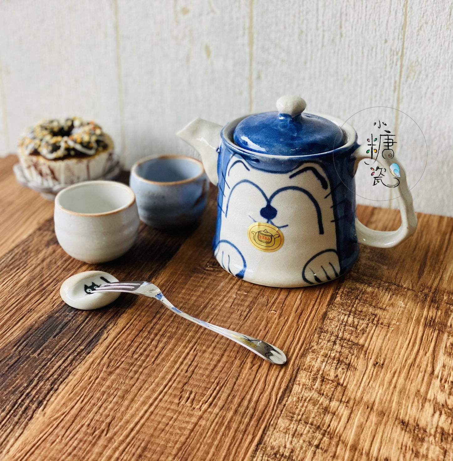 小糖瓷｜日本製 陶作手捏手描喵喵茶壺（附濾網）