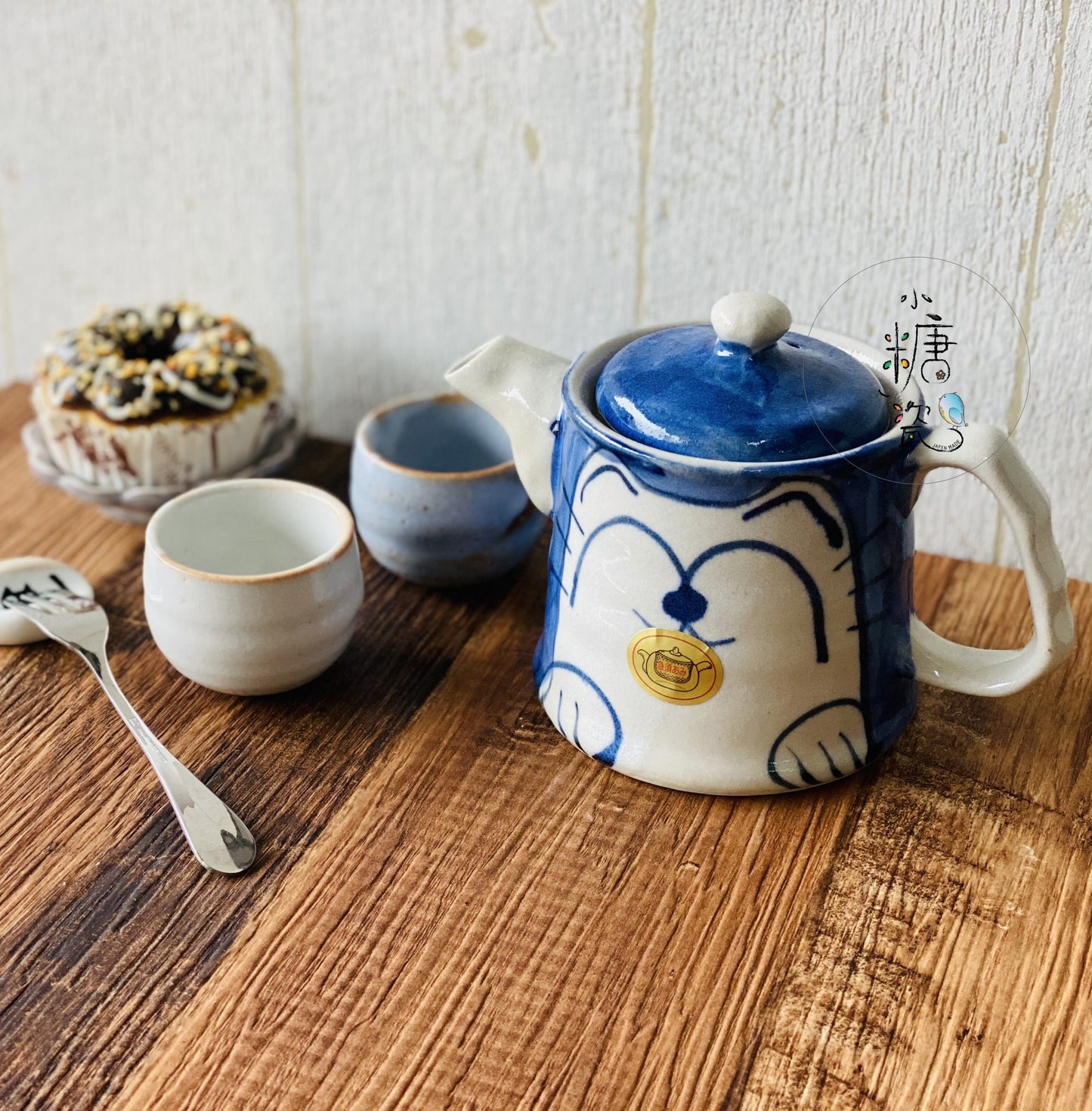 小糖瓷｜日本製 陶作手捏手描喵喵茶壺（附濾網）
