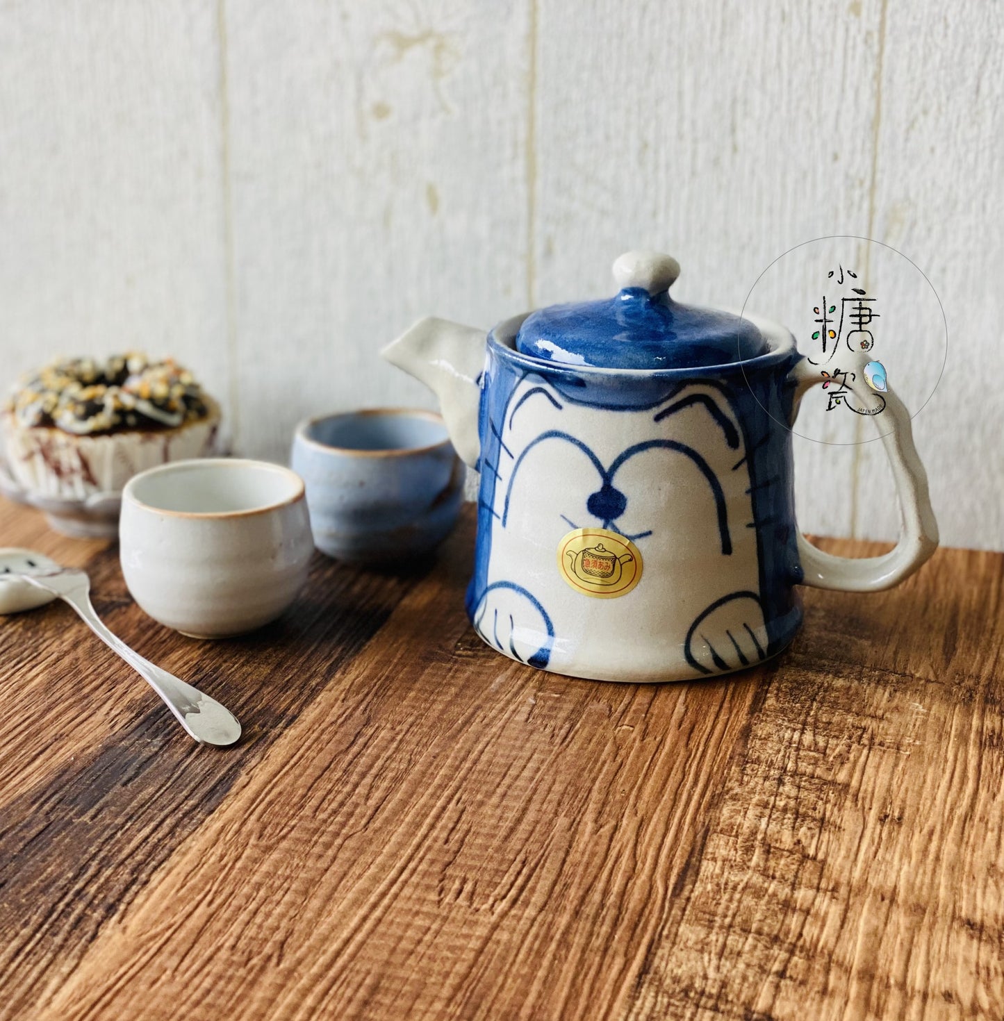 小糖瓷｜日本製 陶作手捏手描喵喵茶壺（附濾網）