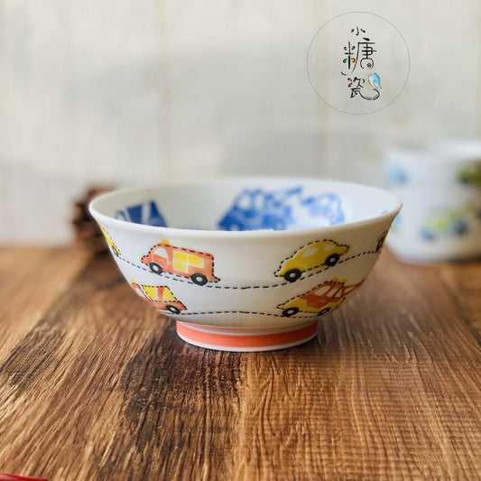 小糖瓷｜日本製 兒童（子供）系列之浮雕手繪工具車輕量拉麵碗