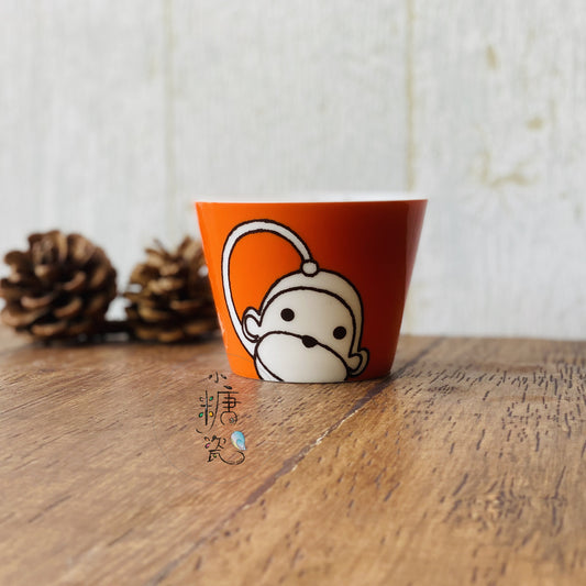 小糖瓷｜日本製 🈴️ [Shinzi Katoh] 猴子童趣動物繪畫豬口杯/甜點杯/蒸杯