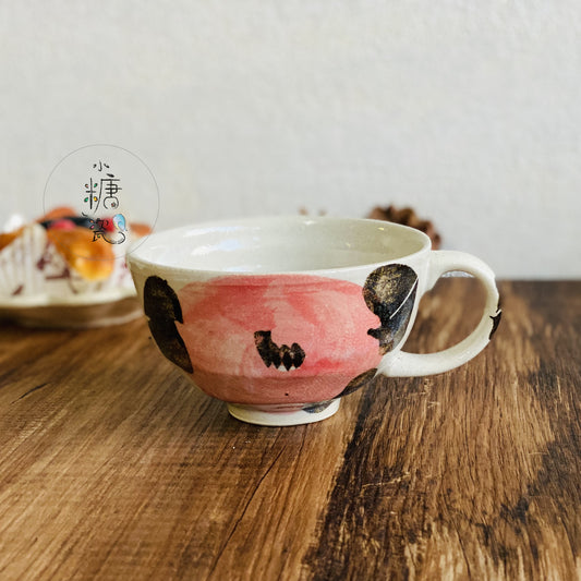 小糖瓷｜日本製 陶味道手繪山茶花湯杯/寬口馬克杯