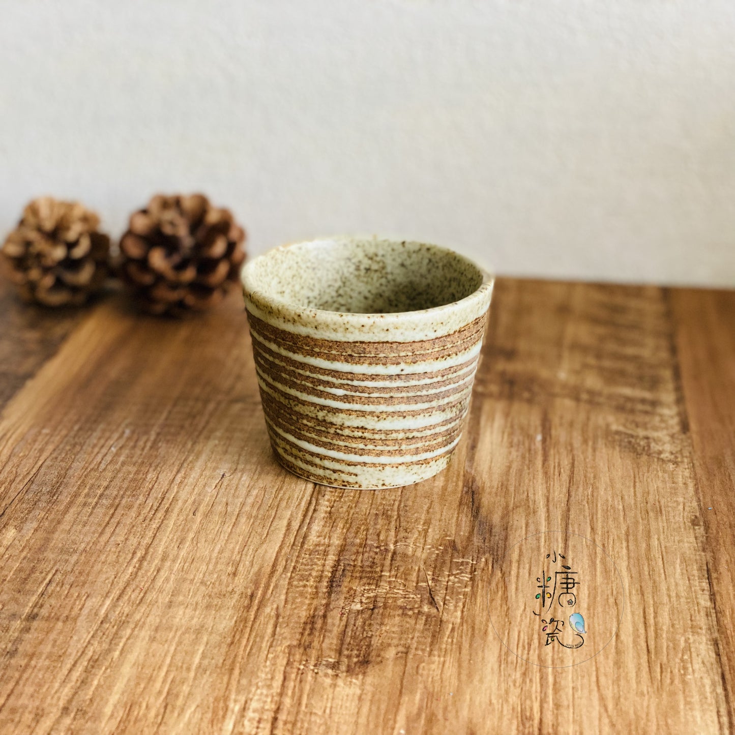 陶味道手作割紋豬口杯/茶杯/涼麵蘸料杯