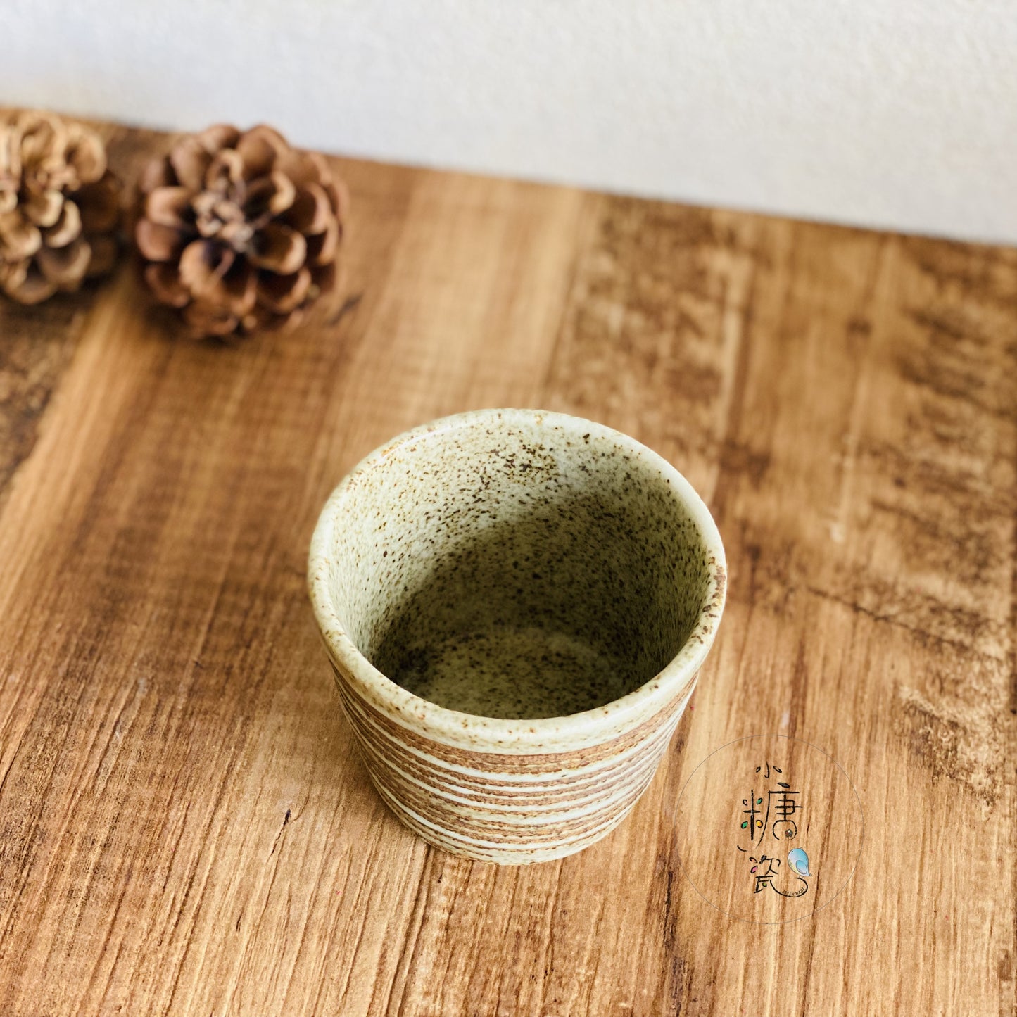 陶味道手作割紋豬口杯/茶杯/涼麵蘸料杯
