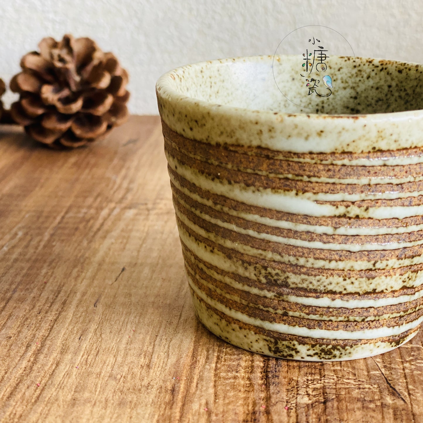 陶味道手作割紋豬口杯/茶杯/涼麵蘸料杯
