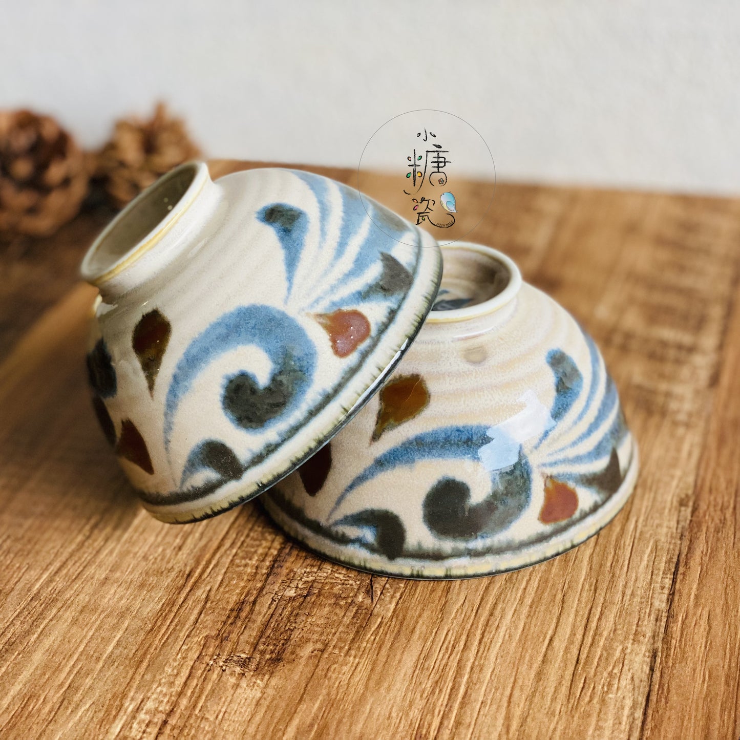 小糖瓷⎥日本製 [Brush Blue] 陶作感輕量刷色日式飯碗